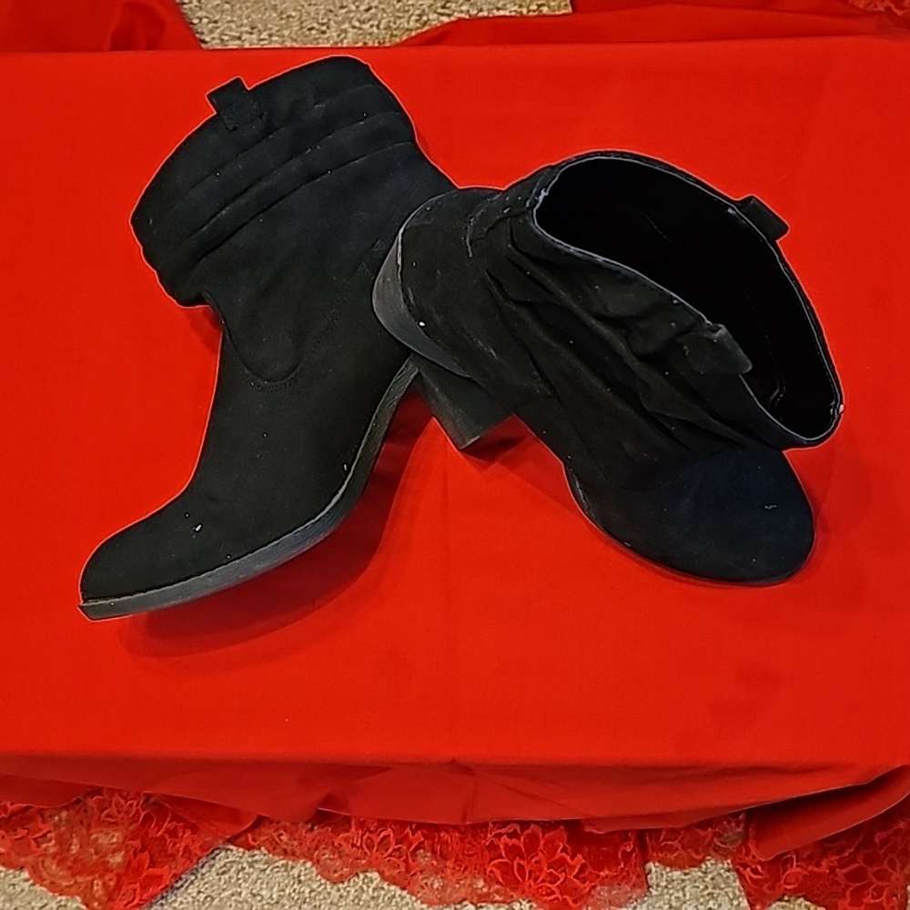 Black suede booties size 9